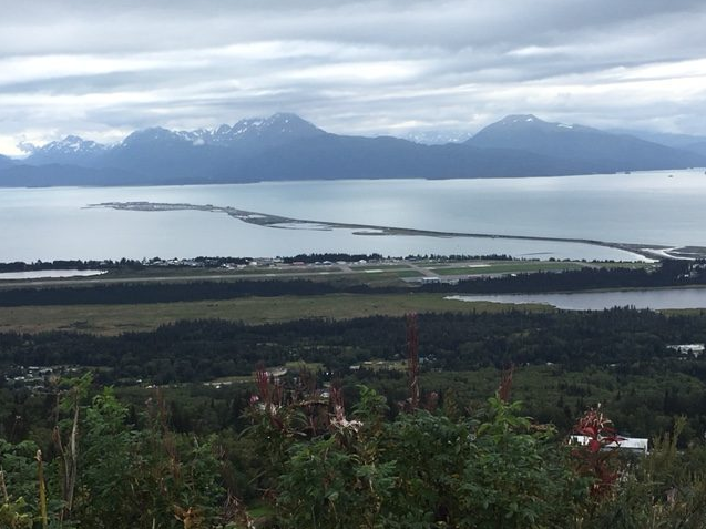 Kachemak Bay and the Homer Spit from about 14 miles away while on bikes.